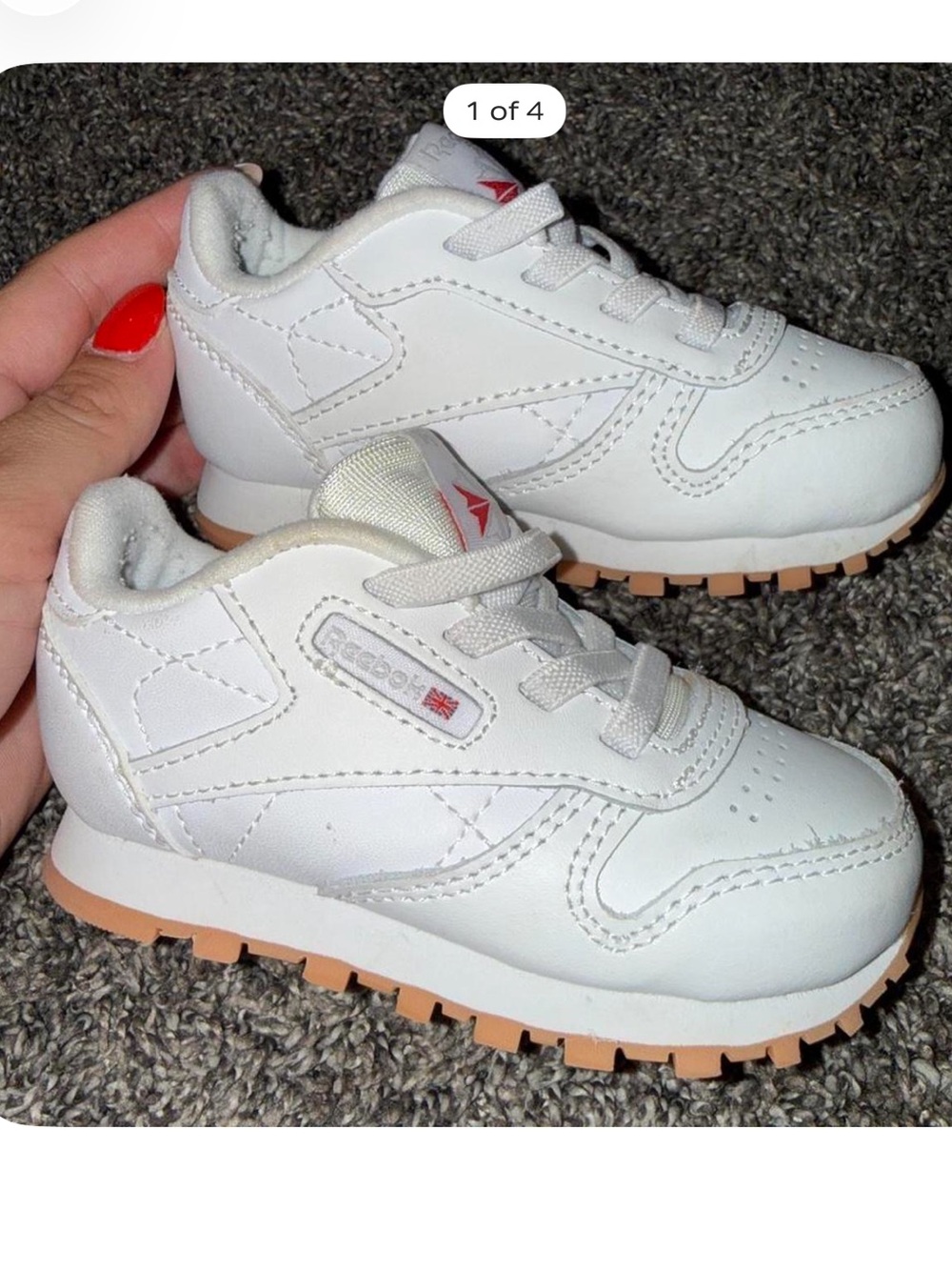 Reebok Kids White Sneakers with Gum Outsole